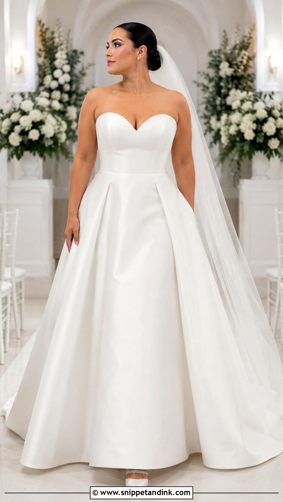 Sweetheart Satin A Line Wedding Dress - Snippet and Ink - 20 Apple Shape Wedding Dress Ideas