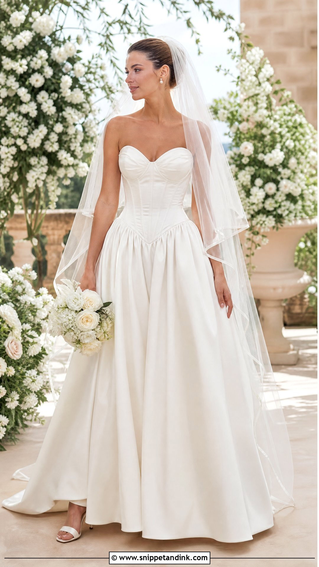Sweetheart Satin Basque Waist Wedding Dress - Snippet and Ink - 20 Satin Basque Waist Wedding Dress Ideas