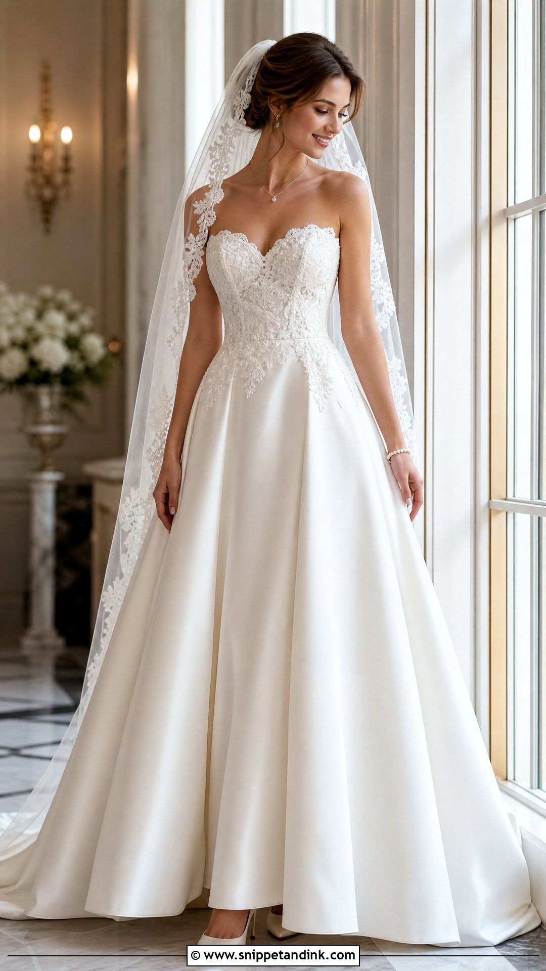Sweetheart Satin Wedding Dress With Lace Overlay - Snippet and Ink - 20 Satin and Lace Wedding Dresses