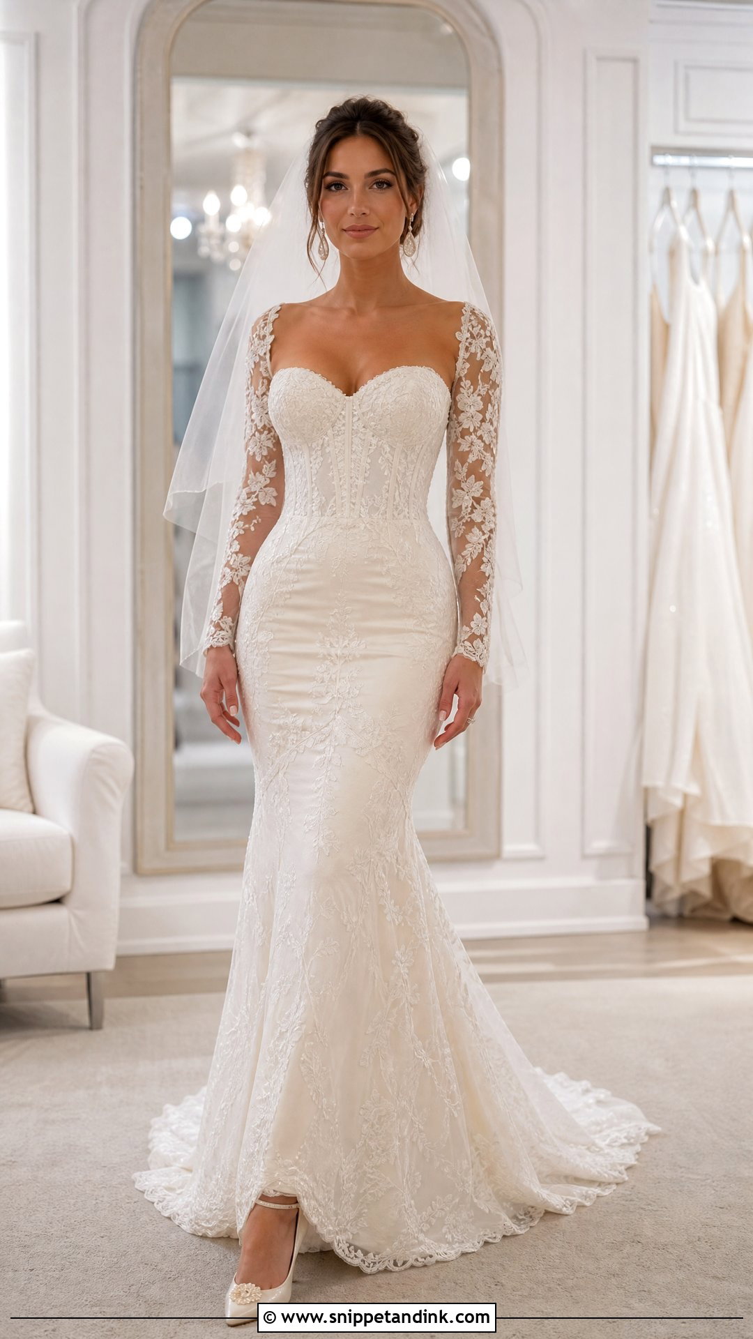 Sweetheart Trumpet Wedding Dress With Long Sleeves - Snippet and Ink - 20 Trumpet Wedding Dress with Sleeves
