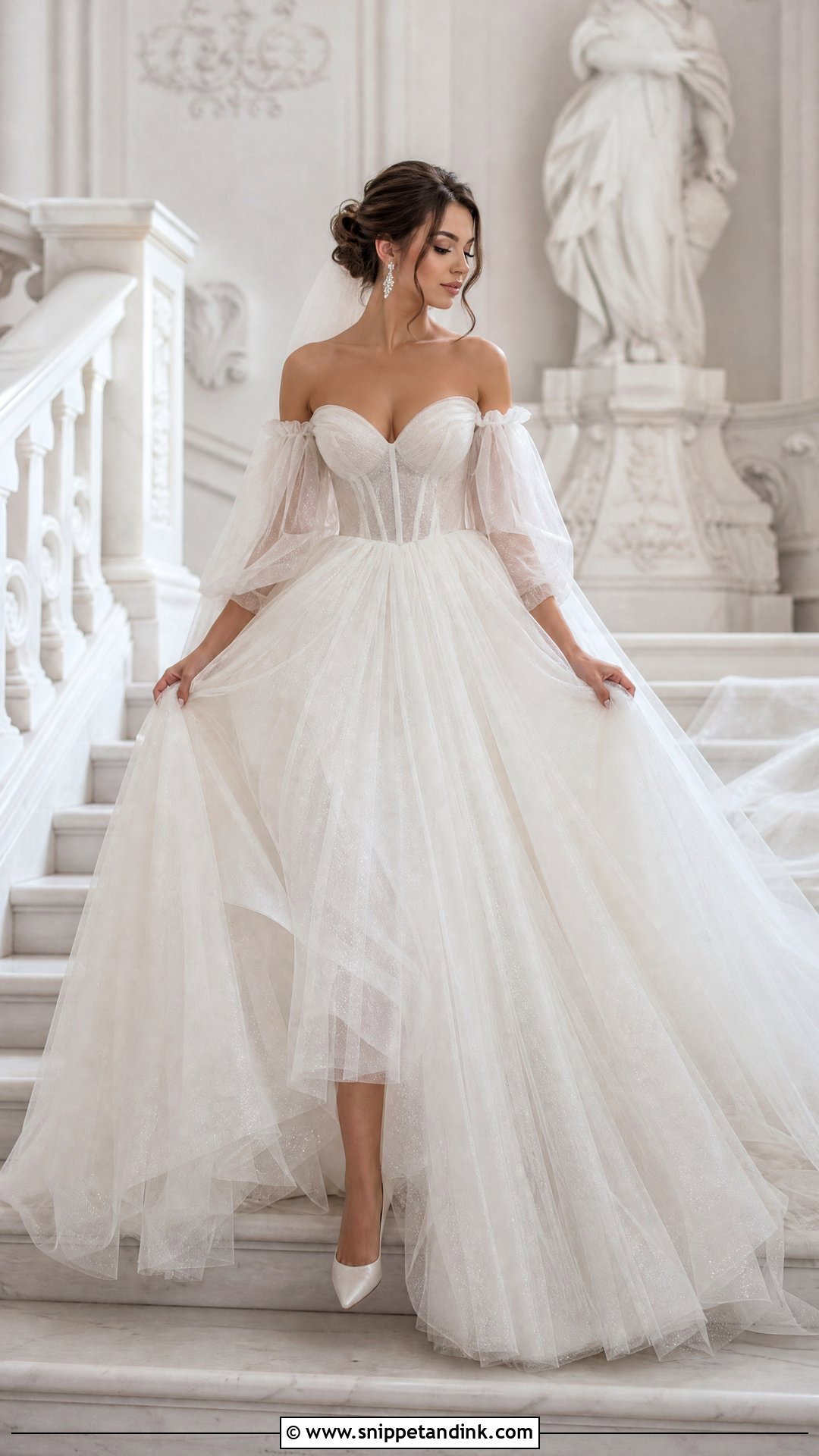 Sweetheart Tulle Sleeve Wedding Dress - Snippet and Ink - 20 Tulle Sleeve Wedding Dress Ideas