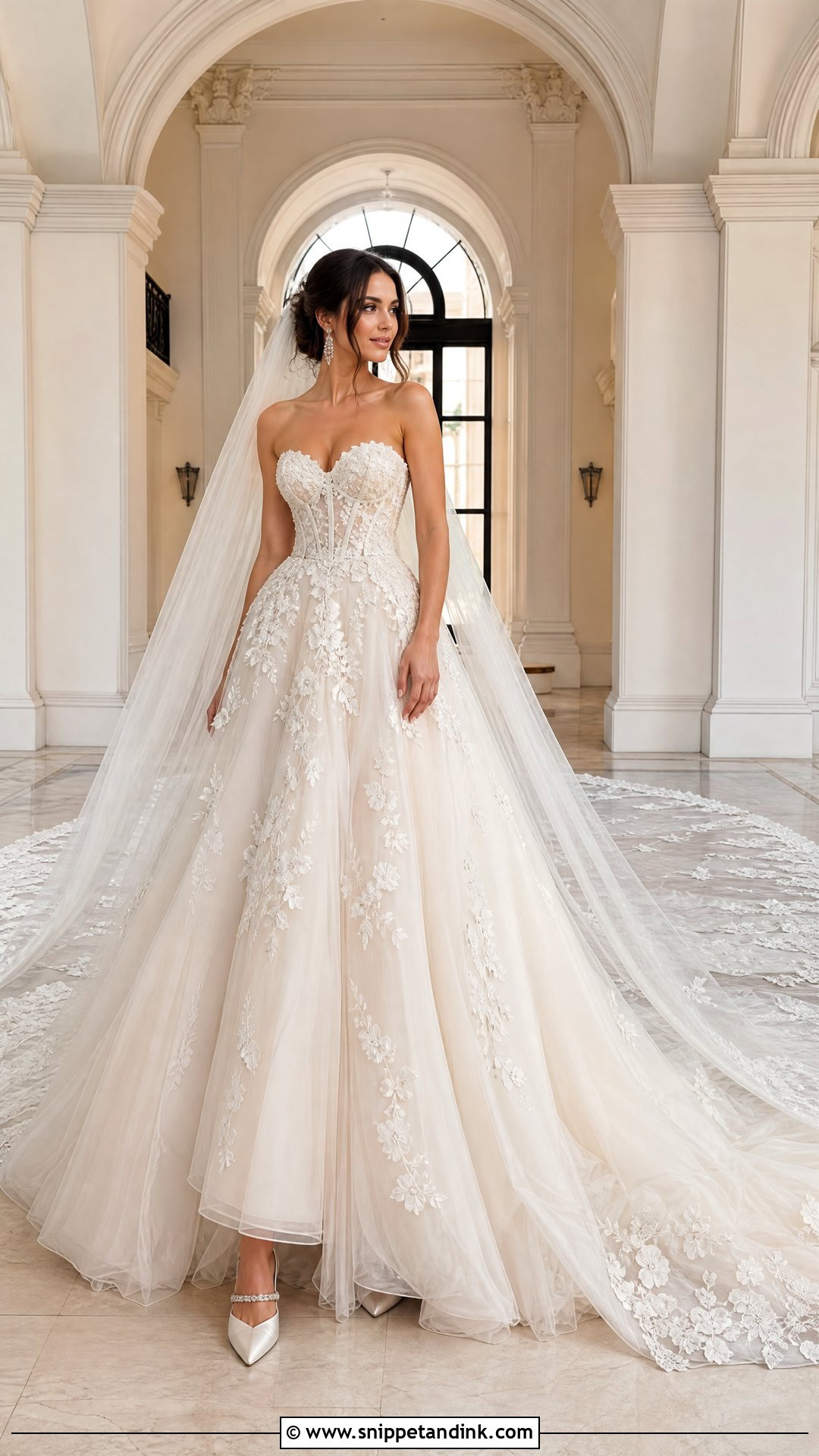 Sweetheart Wedding Dress With Cathedral Train - Snippet and Ink - 20 Wedding Dresses with Train
