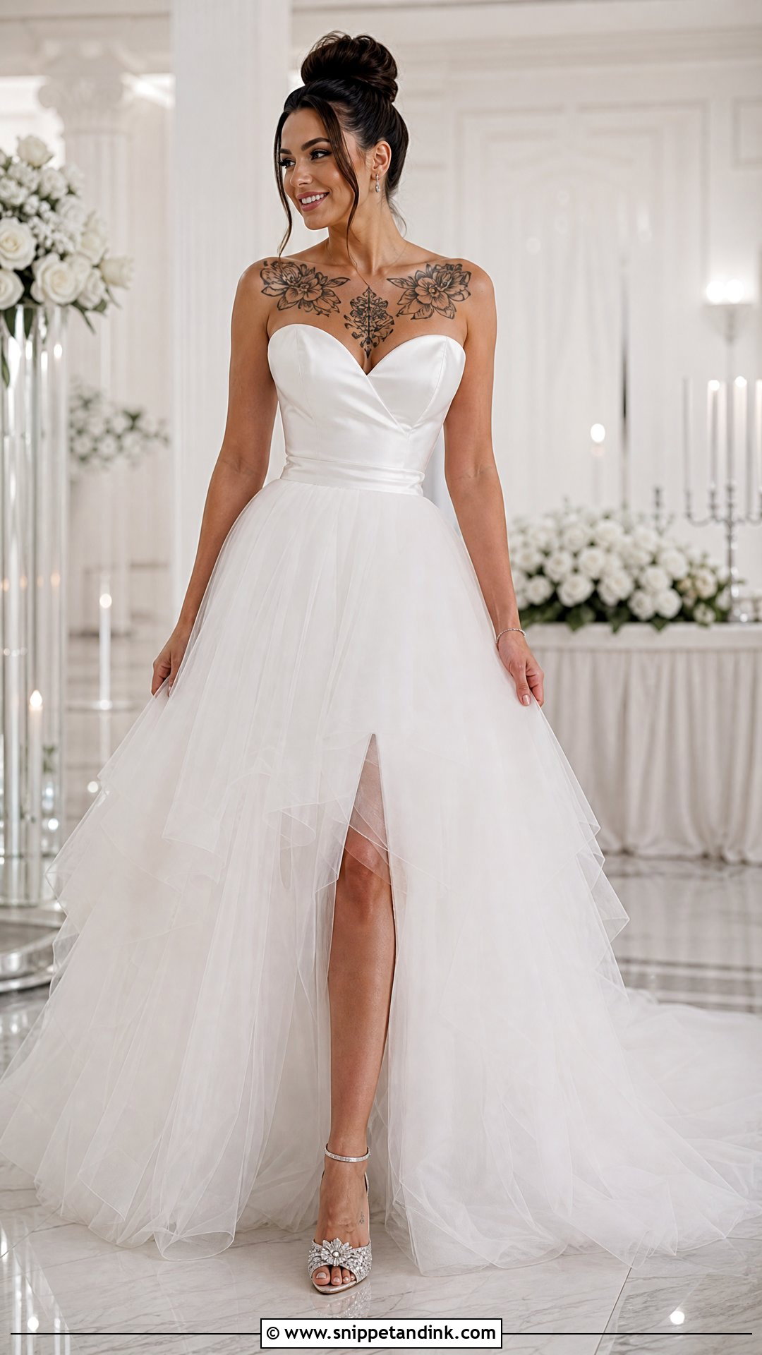 Sweetheart Wedding Dress With Chest Tattoos - Snippet and Ink - 20 Wedding Dress with Tattoos Brides Ideas
