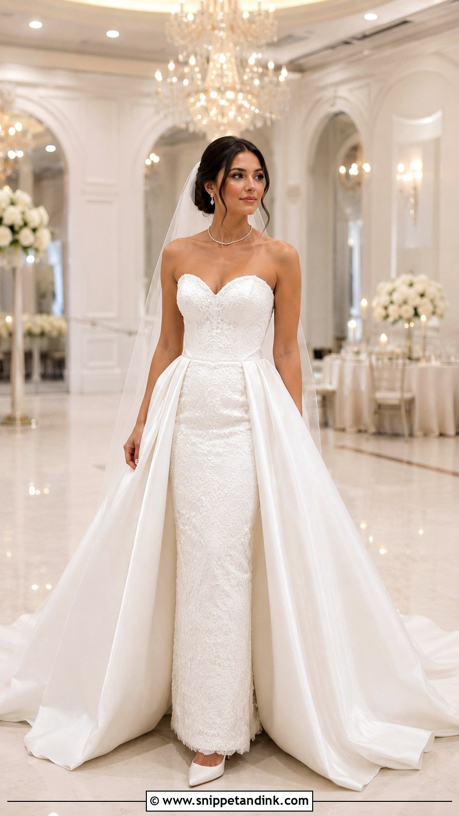 Sweetheart Wedding Dress With Detachable Satin Skirt - Snippet and Ink - 20 Wedding Dresses with Detachable Skirt