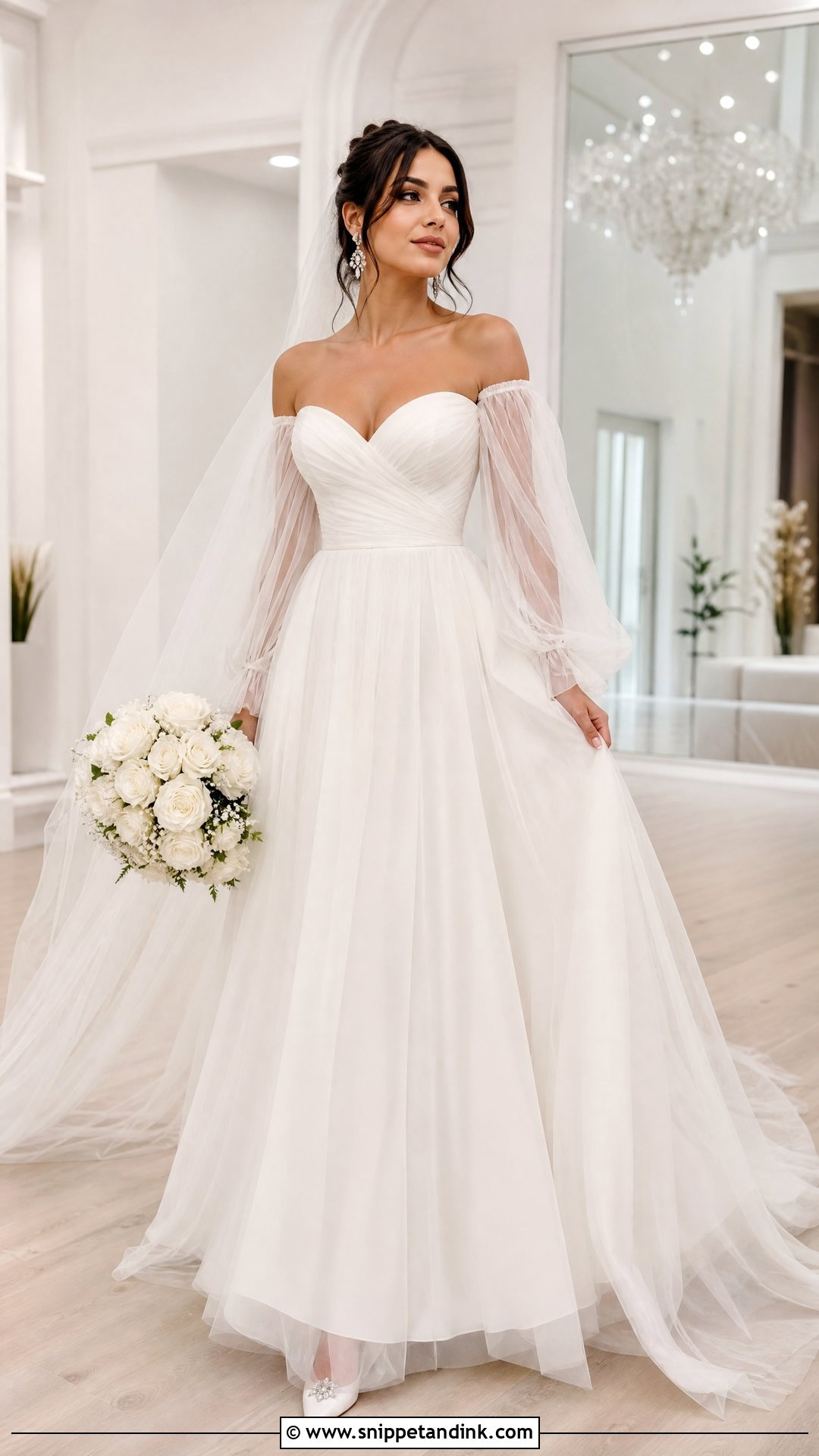 Sweetheart Wedding Dress With Detachable Sheer Sleeves - Snippet and Ink - 20 Wedding Dress with Sheer Sleeves