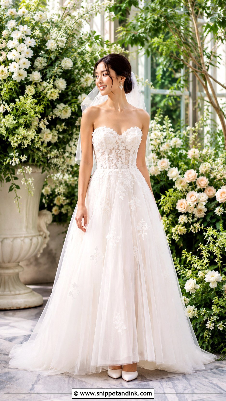 Sweetheart Wedding Dress With Floral Appliques - Snippet and Ink - 20 Heart Wedding Dress Ideas