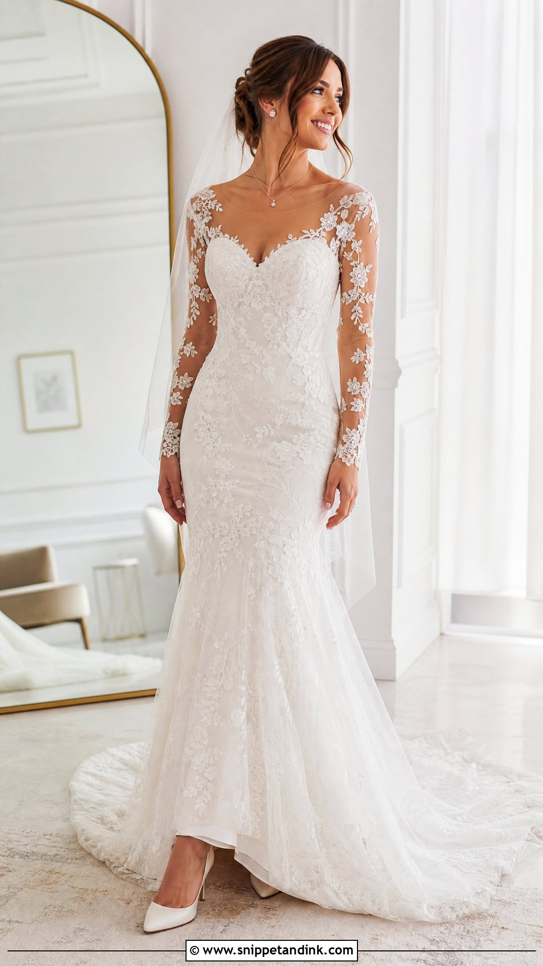 Sweetheart Wedding Dress With Lace Sleeves - Snippet and Ink - 20 Wedding Dresses with Lace Sleeves