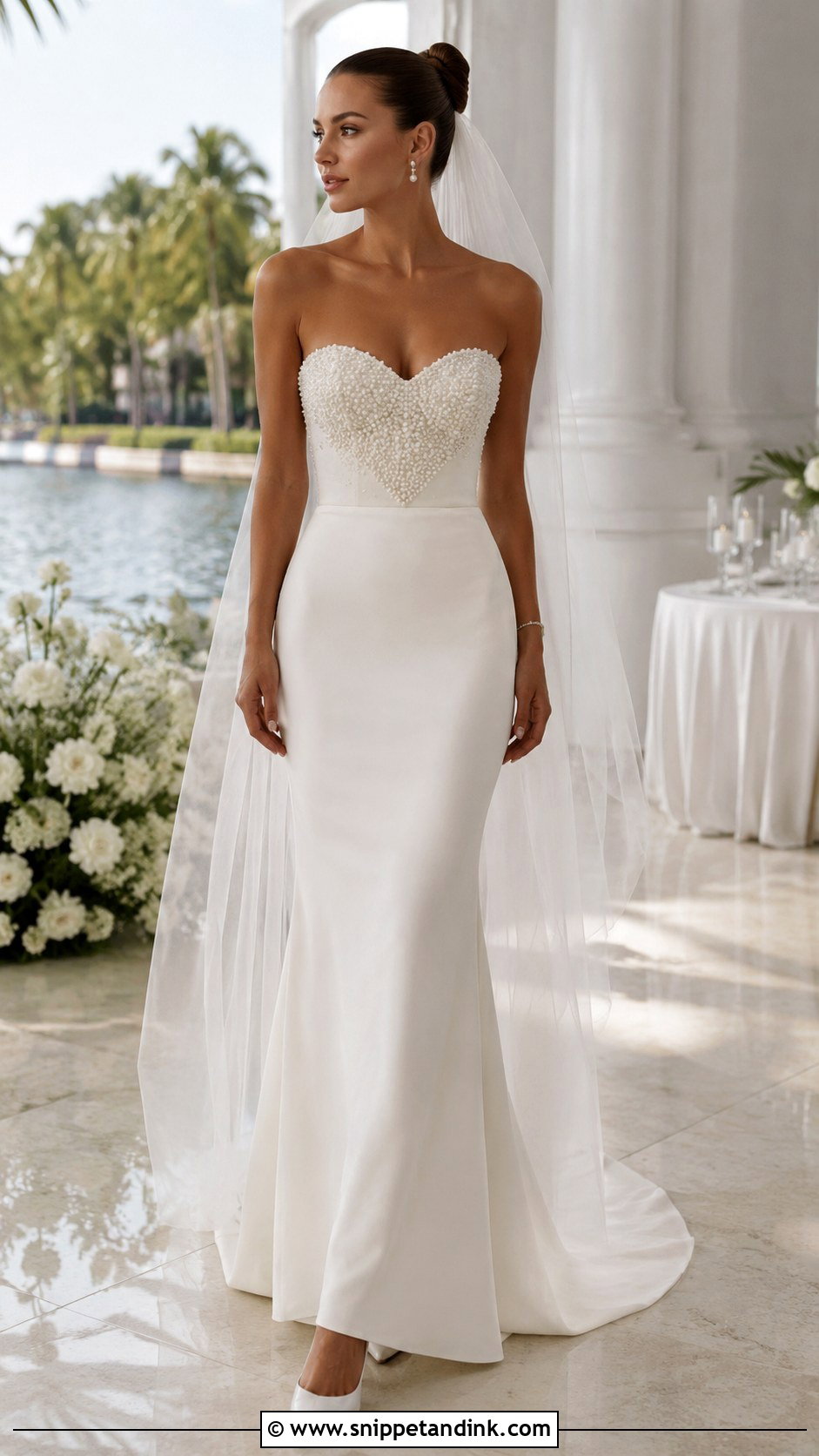 Sweetheart Wedding Dress With Pearl Details - Snippet and Ink - 20 Heart Wedding Dress Ideas