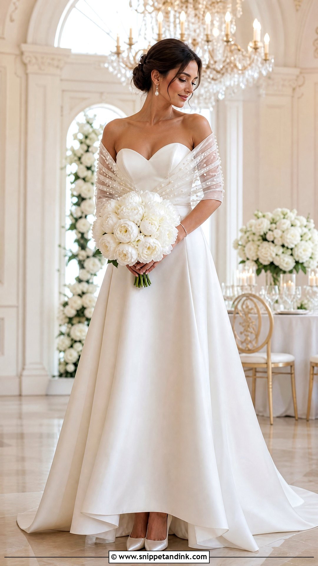 Sweetheart Wedding Dress With Pearl Shawl - Snippet and Ink - 25 Wedding Dress with Shawl Ideas