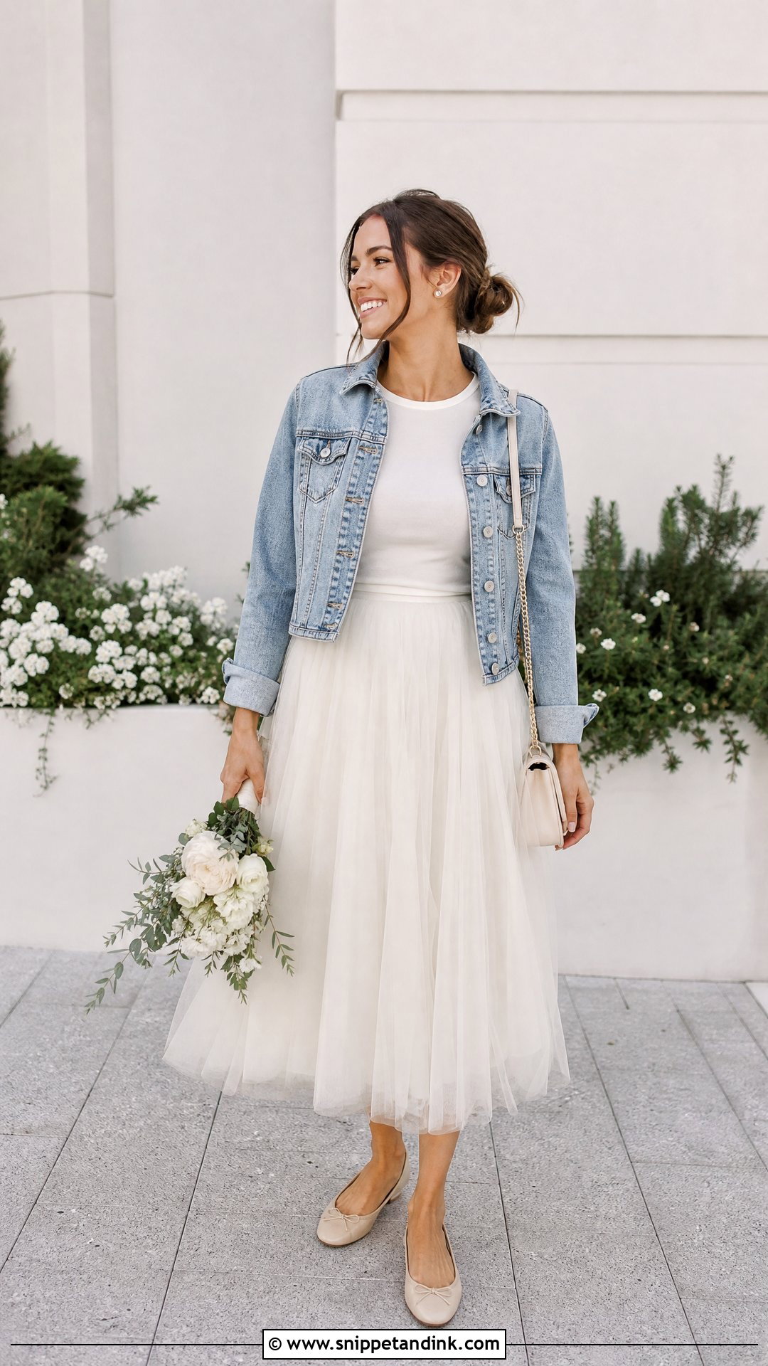 T Shirt And Tulle Skirt Elopement Outfit - Snippet and Ink - 20 Casual Elopement Outfit Ideas