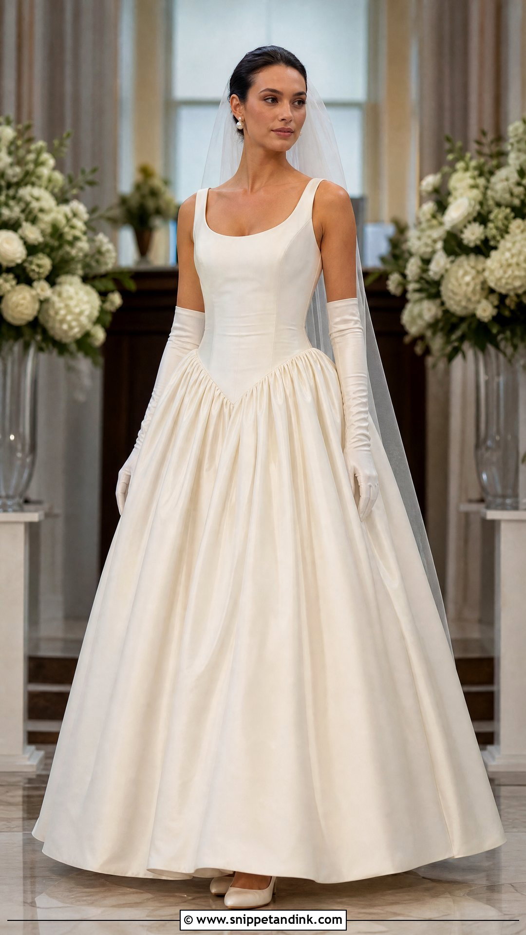 Taffeta Basque Waist Wedding Dress - Snippet and Ink - 20 Wedding Dress Material Ideas