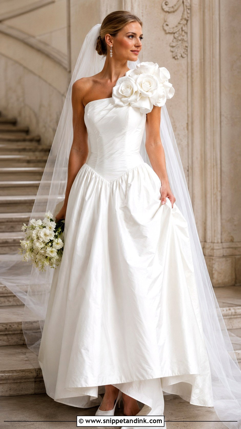 Taffeta Rosette Wedding Dress - Snippet and Ink - 20 1990 Wedding Dress Ideas