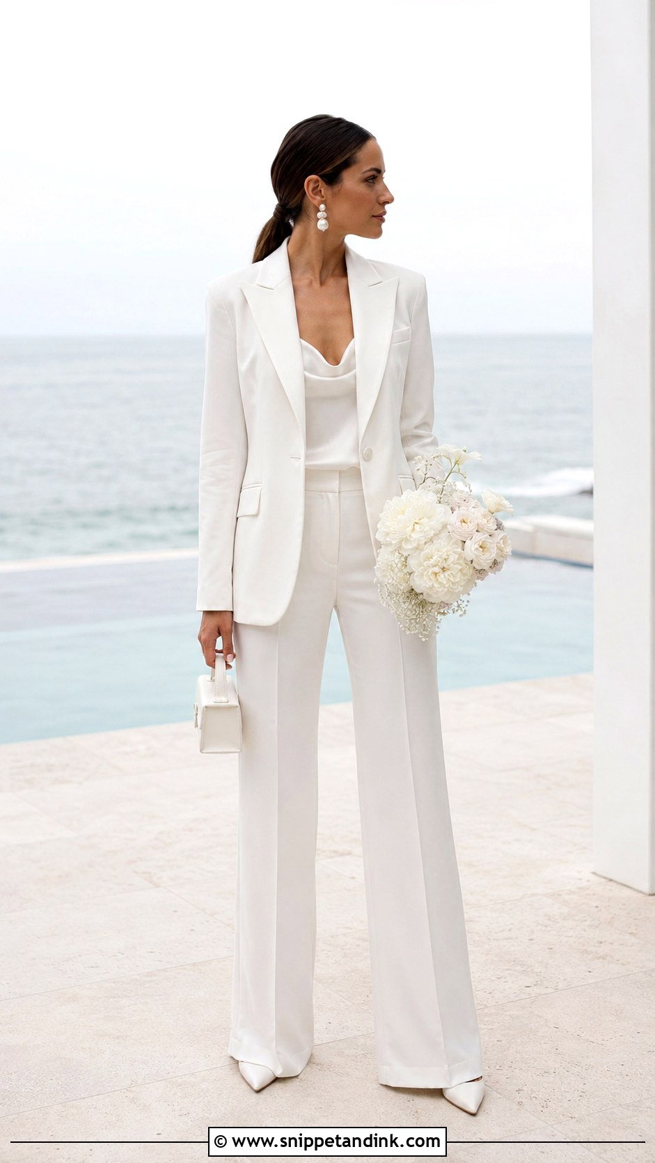 Tailored Beach Bridal Pantsuit - Snippet and Ink - 20 Beach Bridal Ideas
