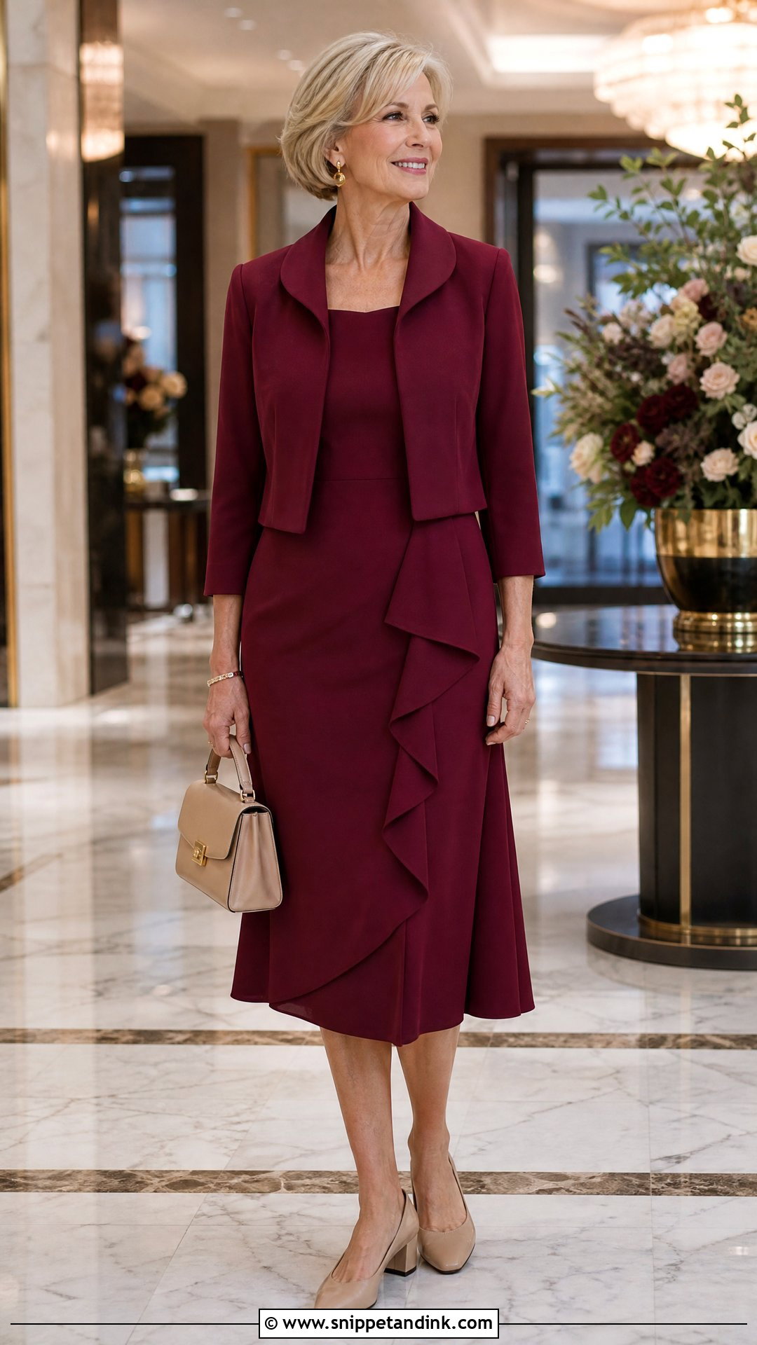 Tailored Midi Dress for a Fall Wedding Guest Over 50 - Snippet and Ink - 20 What to Wear to a Fall Wedding Ideas