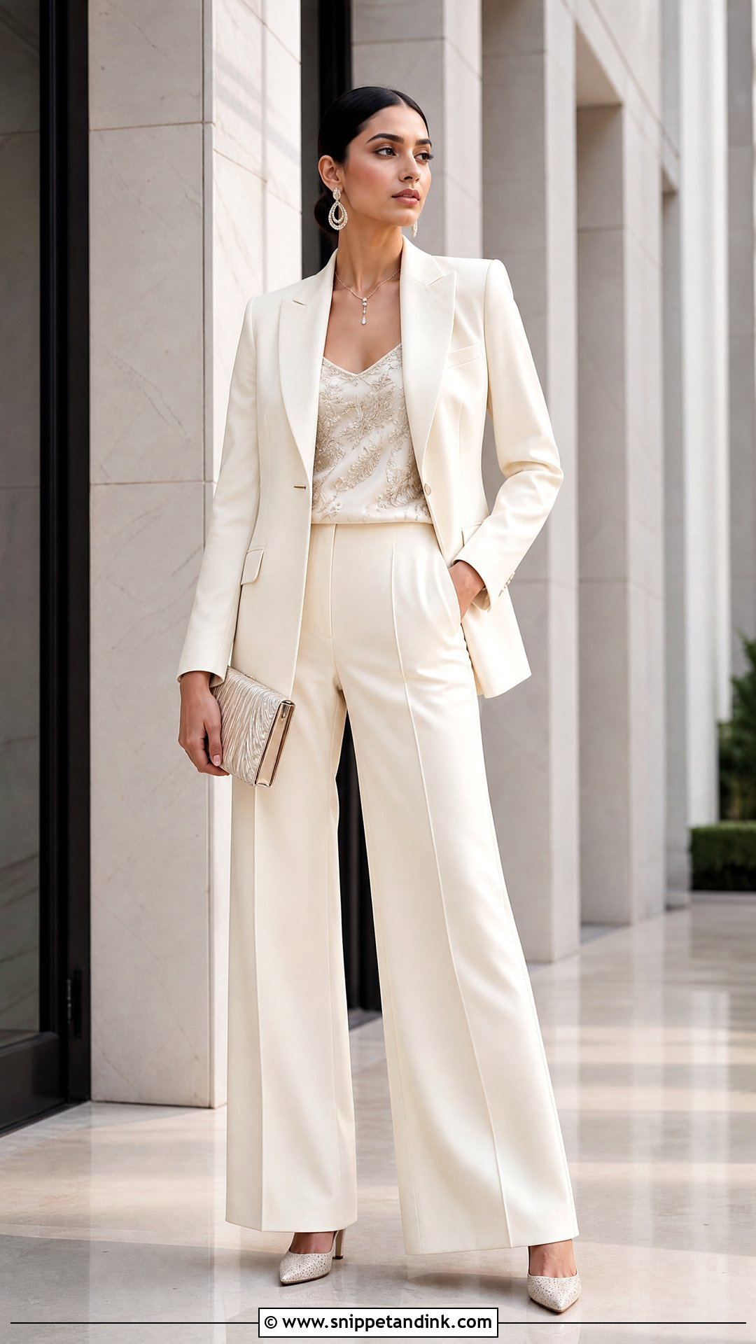 Tailored Pantsuit Bridal Trousseau Outfit - Snippet and Ink - 25 Bridal Trousseau Outfits
