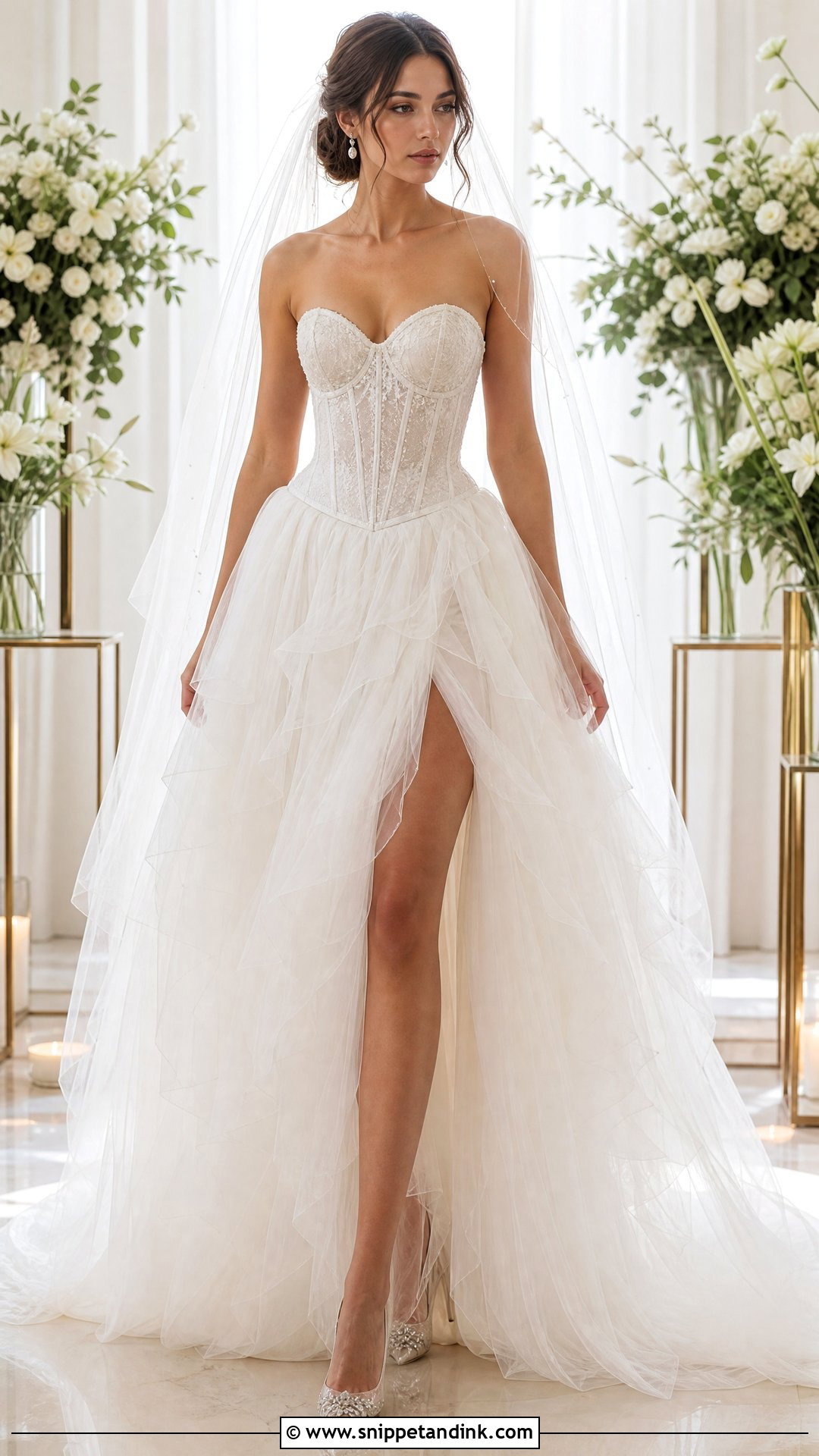 Tall Bride Corset Wedding Dress With Tulle Skirt - Snippet and Ink - 20 Tall Bride Ideas