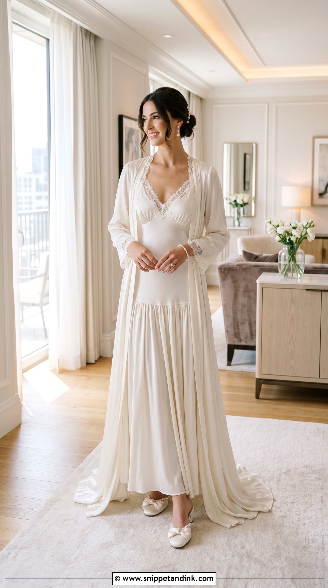 Tall Bride Maxi Nightgown With Long Robe - Snippet and Ink - 20 Wedding Nightgown Ideas