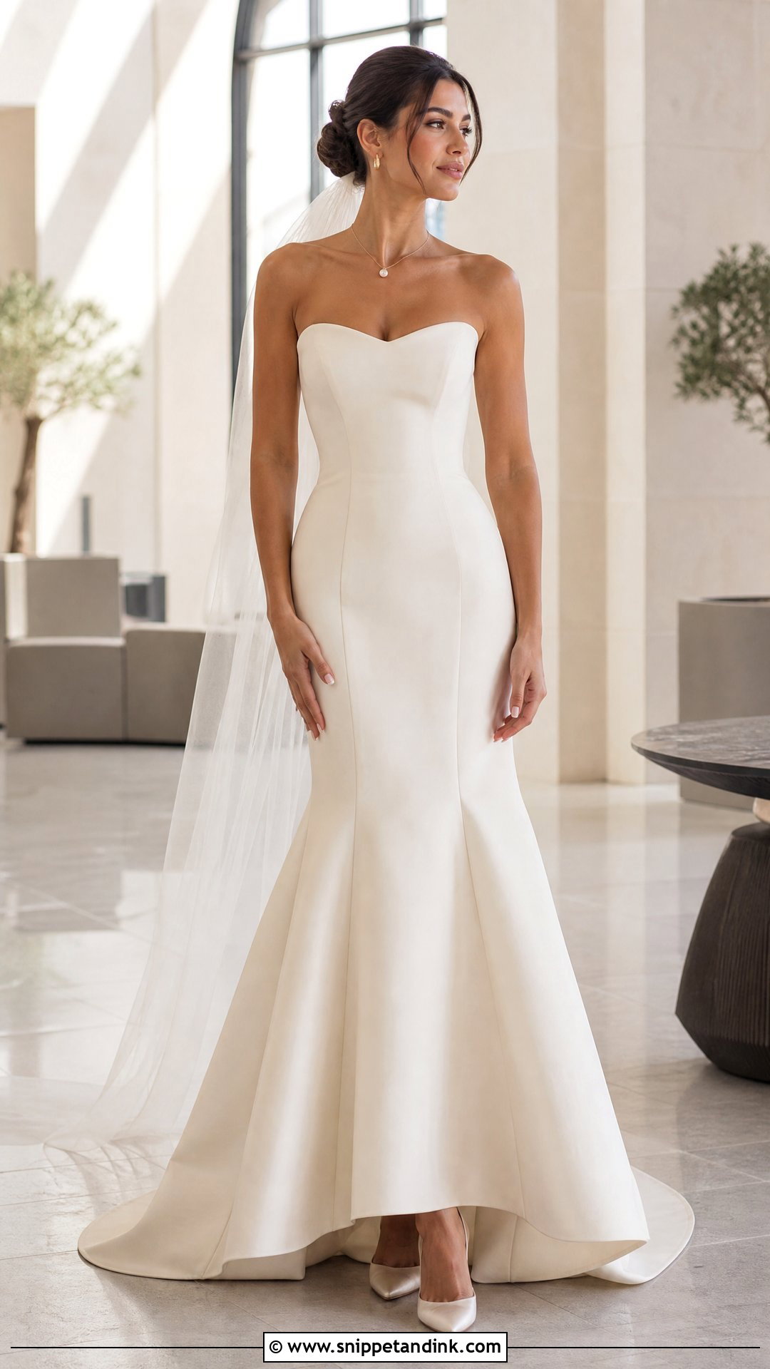 Tall Bride Strapless Trumpet Wedding Dress With Heels - Snippet and Ink - 20 Tall Bride Ideas
