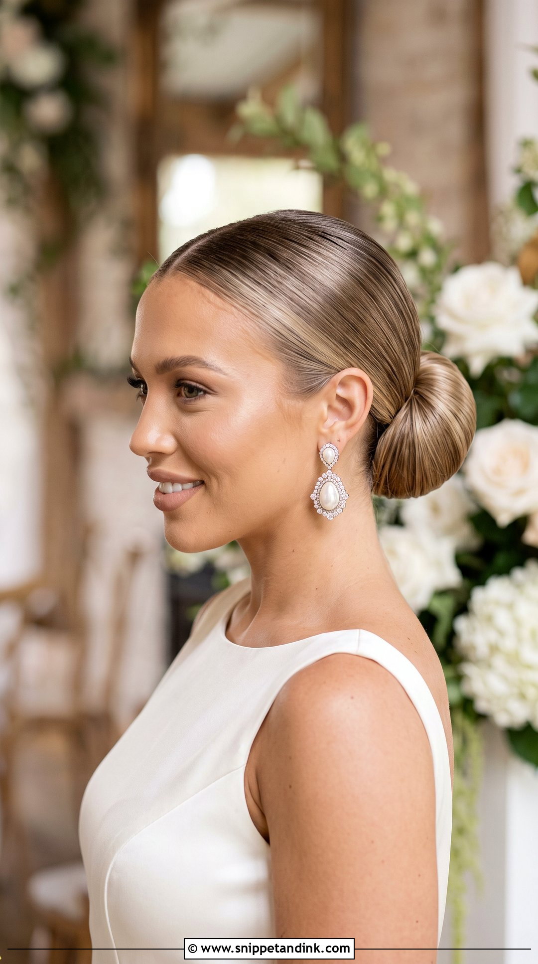 Tammy Hembrow Sleek Bridal Bun - Snippet and Ink - 15 Tammy Hembrow Wedding Hair Ideas