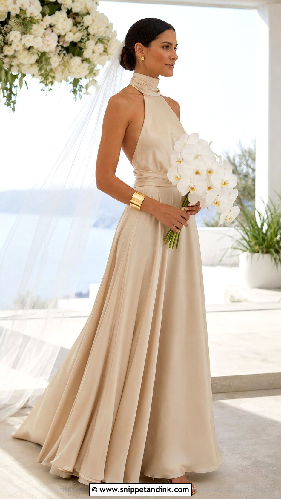 Tan Halter Neck Wedding Dress - Snippet and Ink - 20 Light Brown Wedding Dress Ideas