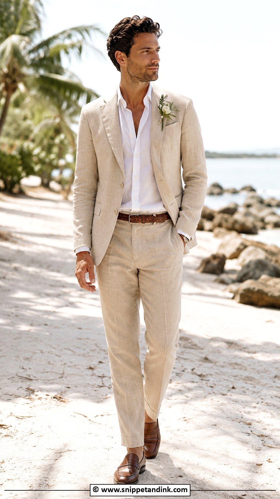 Tan Linen Suit Wedding Outfit - Snippet and Ink - 30 Tan Suit Wedding Ideas