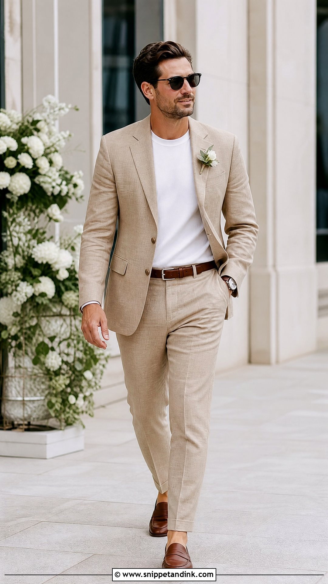 Tan Linen Suit With Knit T Shirt - Snippet and Ink - 20 Tan Linen Suit Wedding Ideas