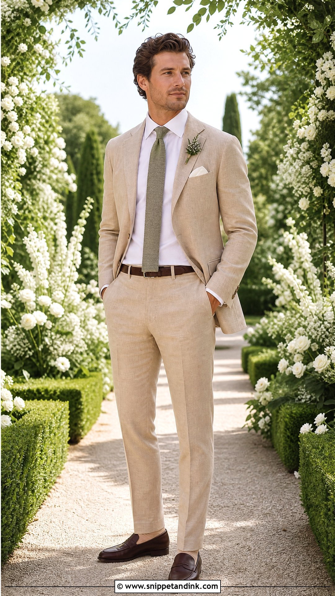 Tan Linen Suit for Garden Wedding - Snippet and Ink - 20 Tan Linen Suit Wedding Ideas