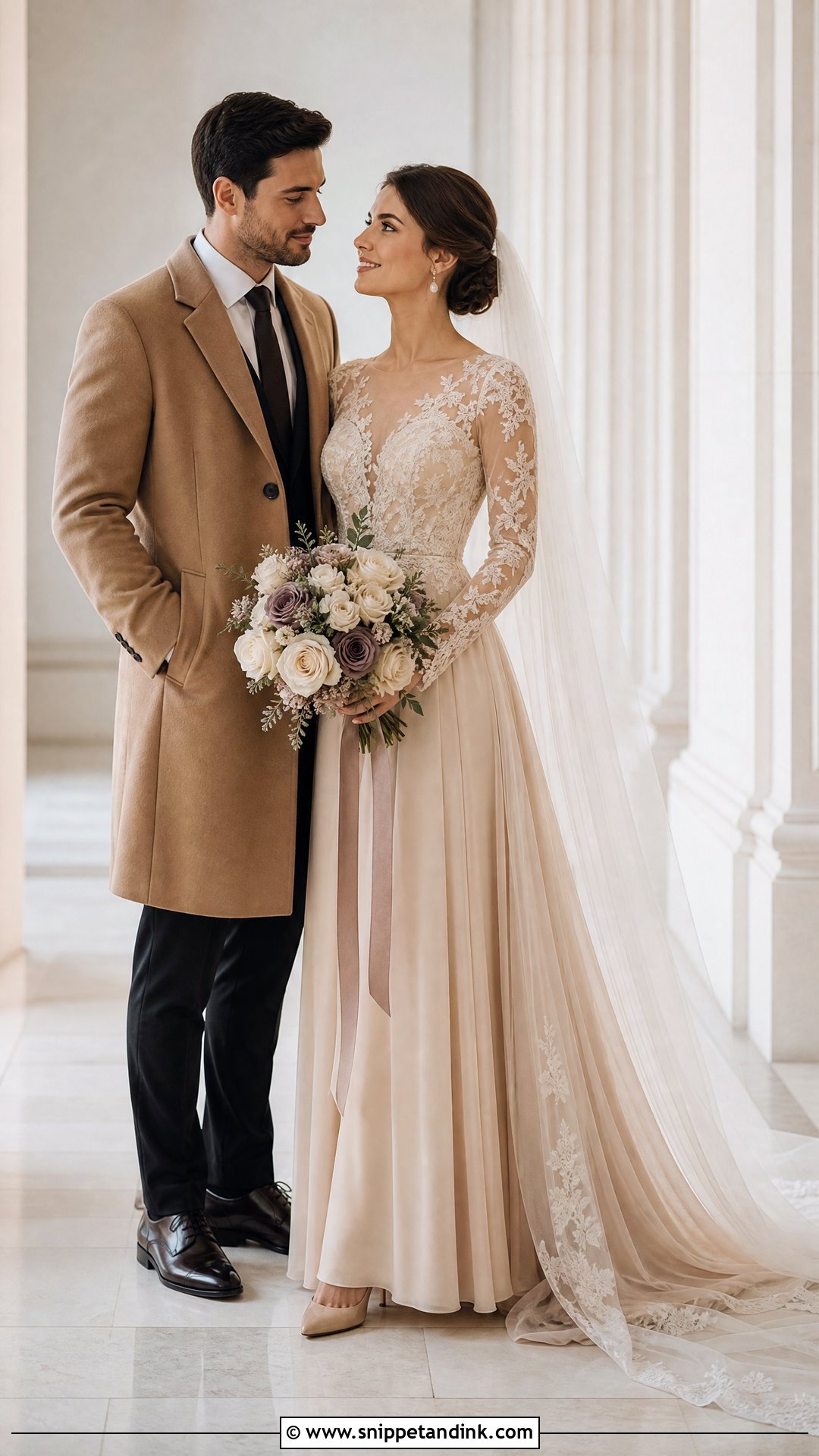 Tan Long Sleeve Wedding Dress - Snippet and Ink - 20 Tan Wedding Dress Ideas