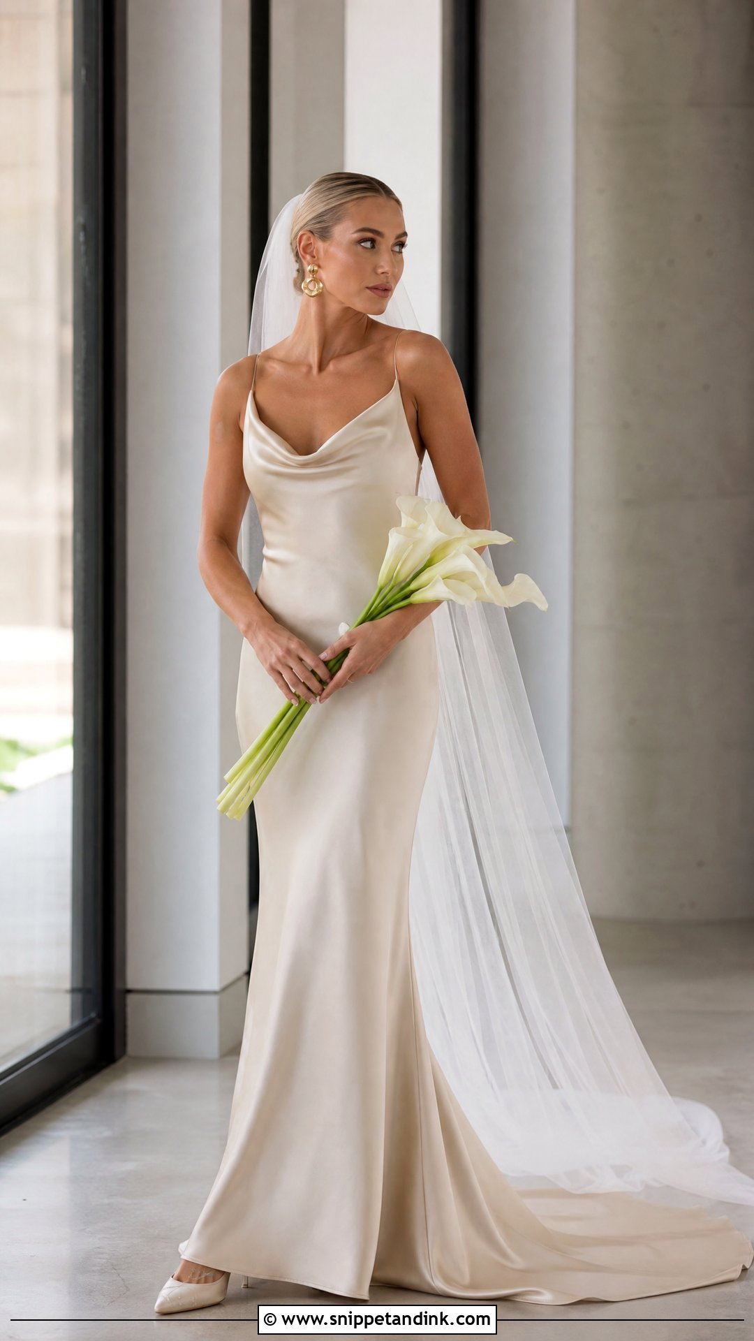 Tan Minimalist Slip Wedding Dress - Snippet and Ink - 20 Tan Wedding Dress Ideas