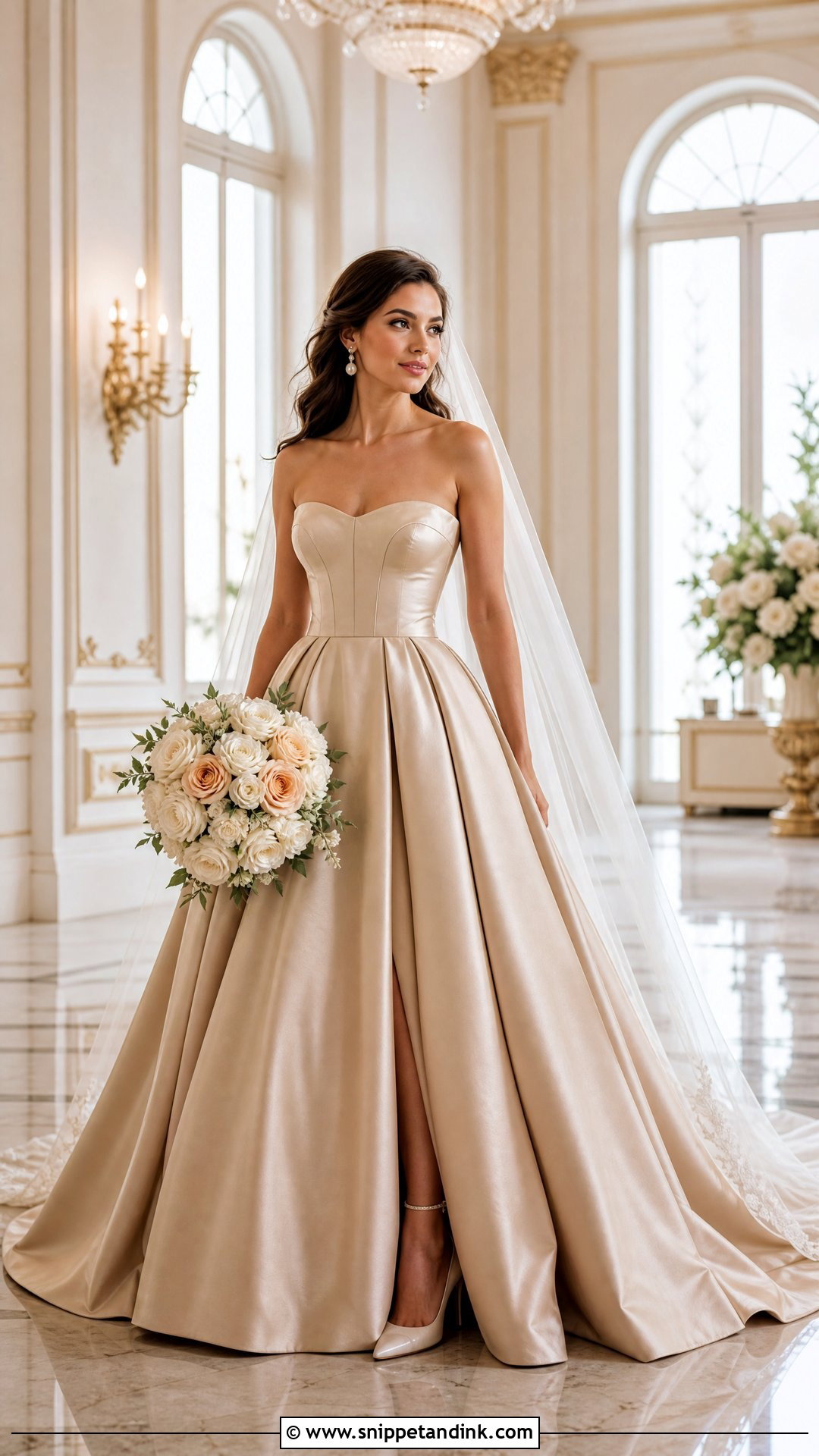 Tan Satin Ball Gown Wedding Dress - Snippet and Ink - 20 Tan Wedding Dress Ideas