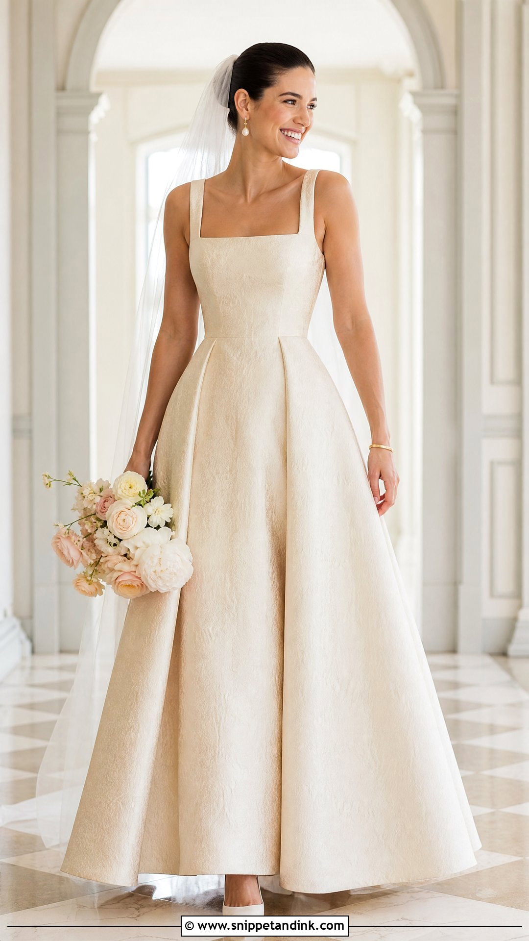 Tan Square Neck Wedding Dress - Snippet and Ink - 20 Tan Wedding Dress Ideas