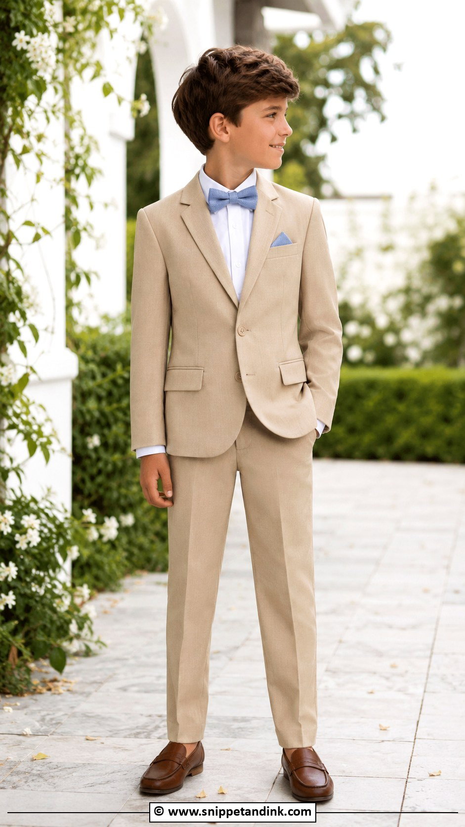 Tan Suit Boys Wedding Outfit - Snippet and Ink - 30 Boys Wedding Outfit Ideas