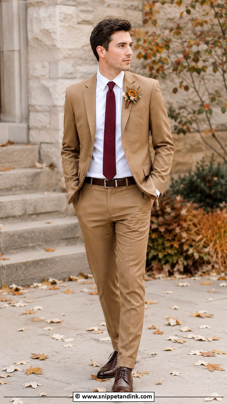 Tan Suit Fall Wedding Outfit - Snippet and Ink - 30 Tan Suit Wedding Ideas