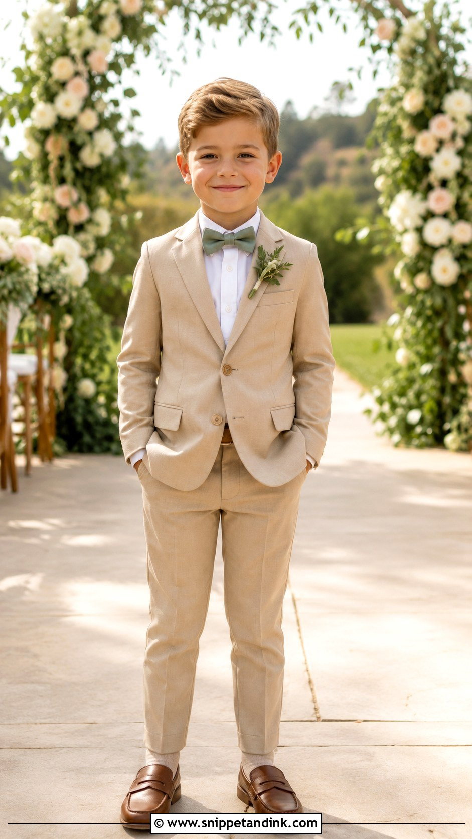 Tan Suit Little Boy Wedding Outfit - Snippet and Ink - 20 Little Boy Wedding Outfit Ideas