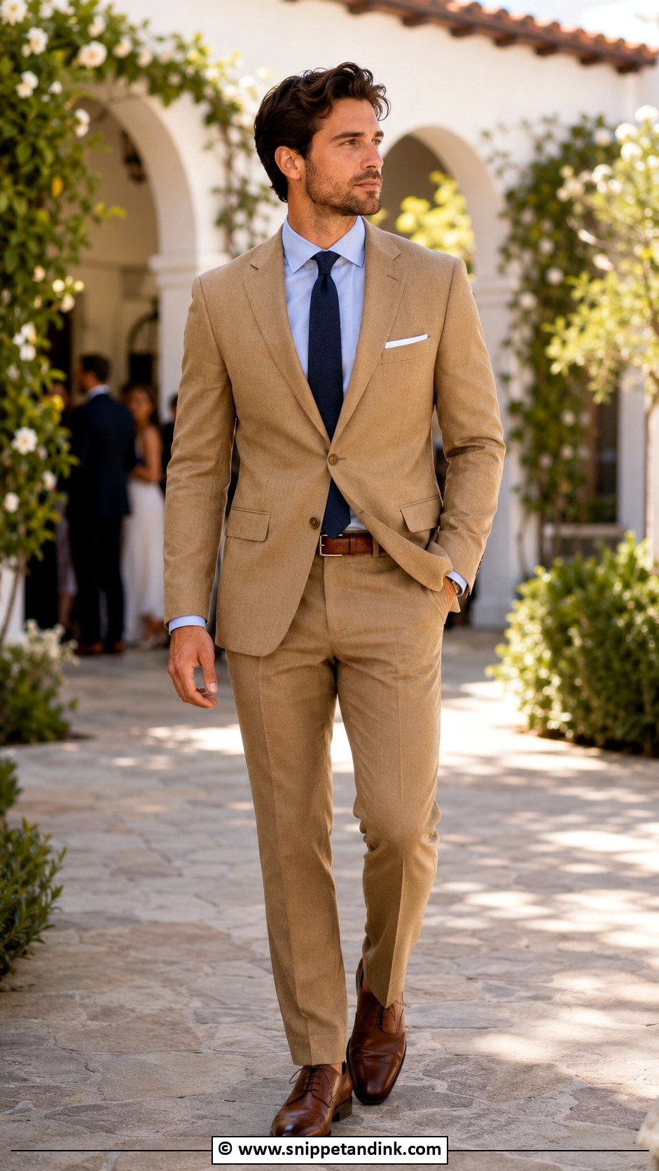 Tan Suit Wedding Guest Outfit - Snippet and Ink - 30 Tan Suit Wedding Ideas