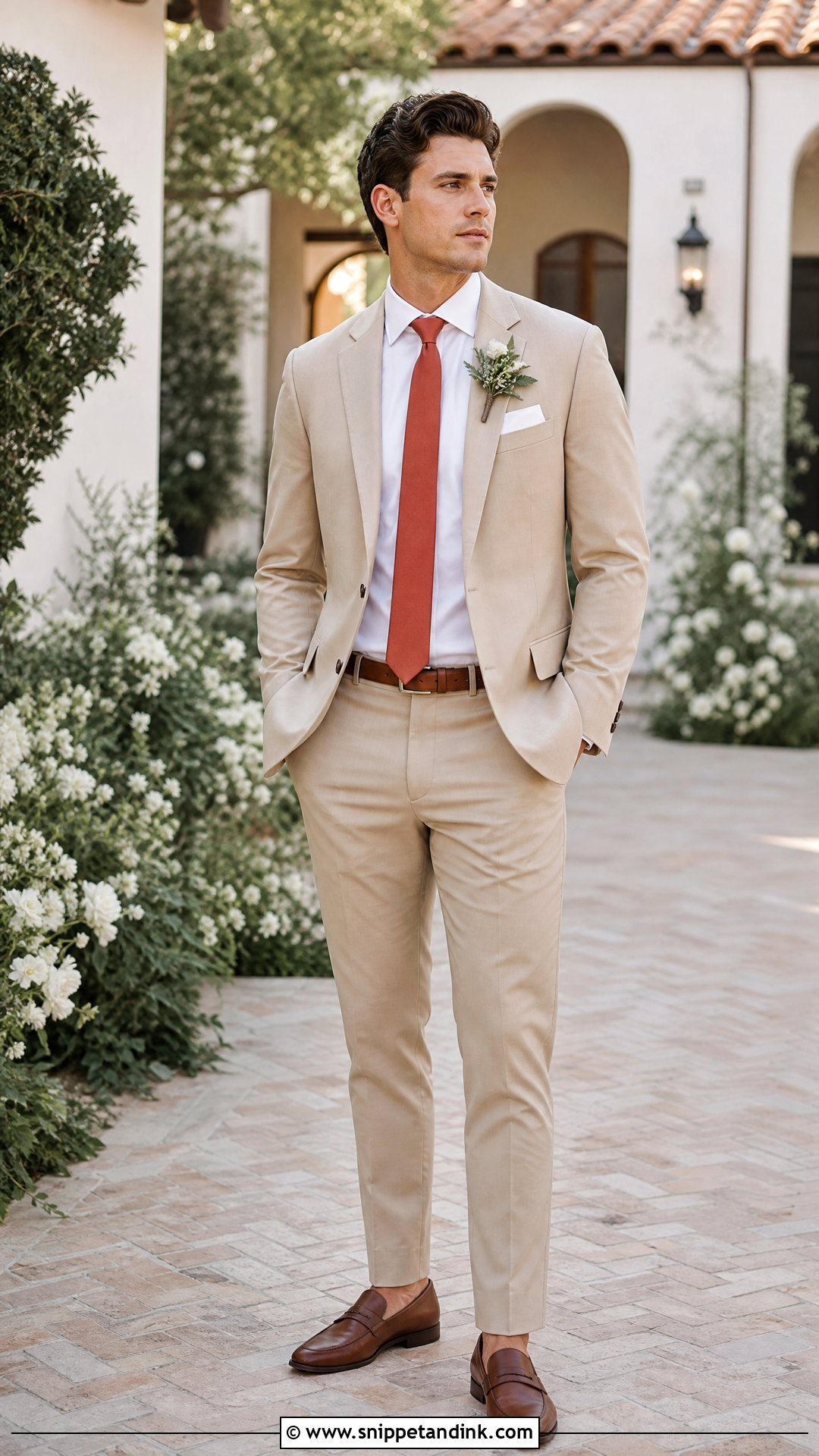 Tan Suit Wedding Usher Outfit - Snippet and Ink - 20 Usher Wedding Outfits