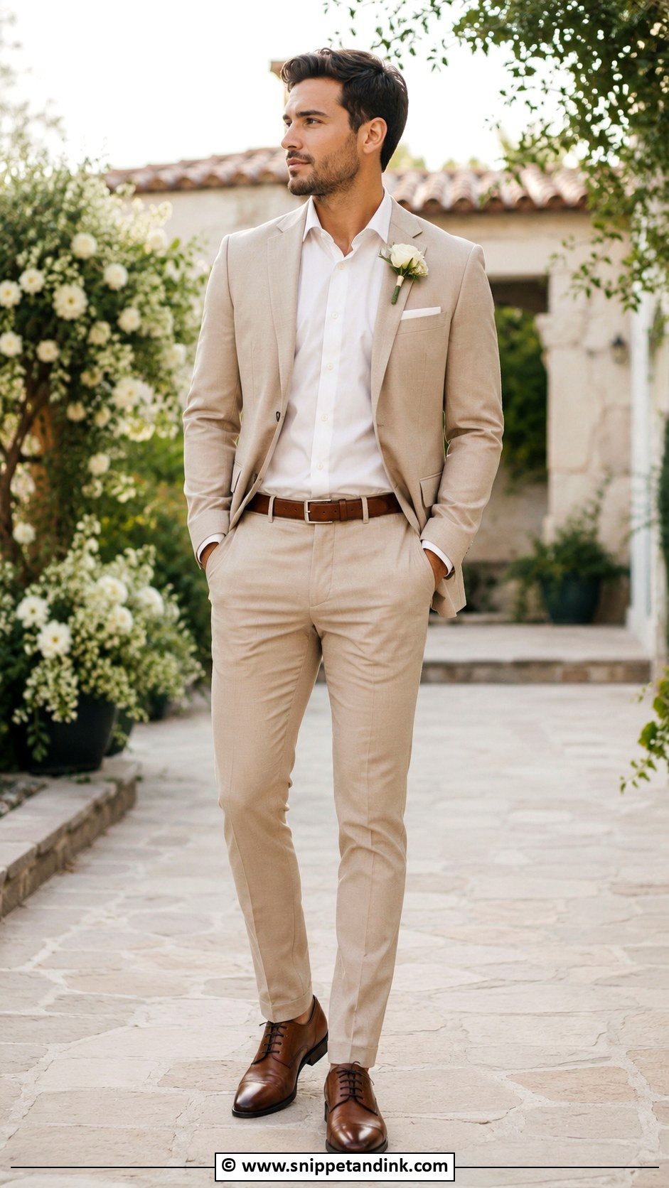 Tan Suit With Brown Shoes - Snippet and Ink - 30 Tan Suit Wedding Ideas