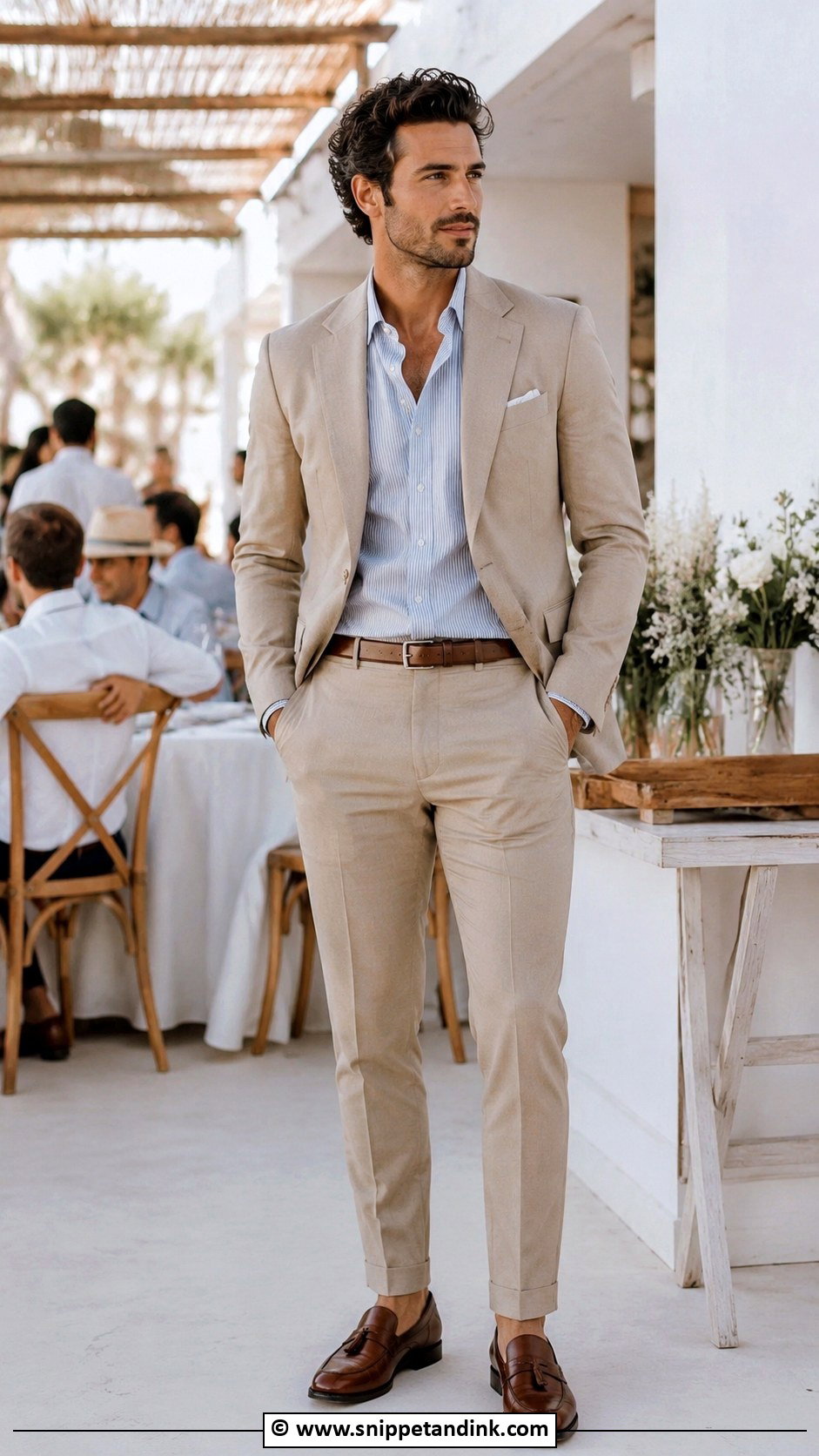 Tan Suit With Patterned Shirt - Snippet and Ink - 30 Tan Suit Wedding Ideas