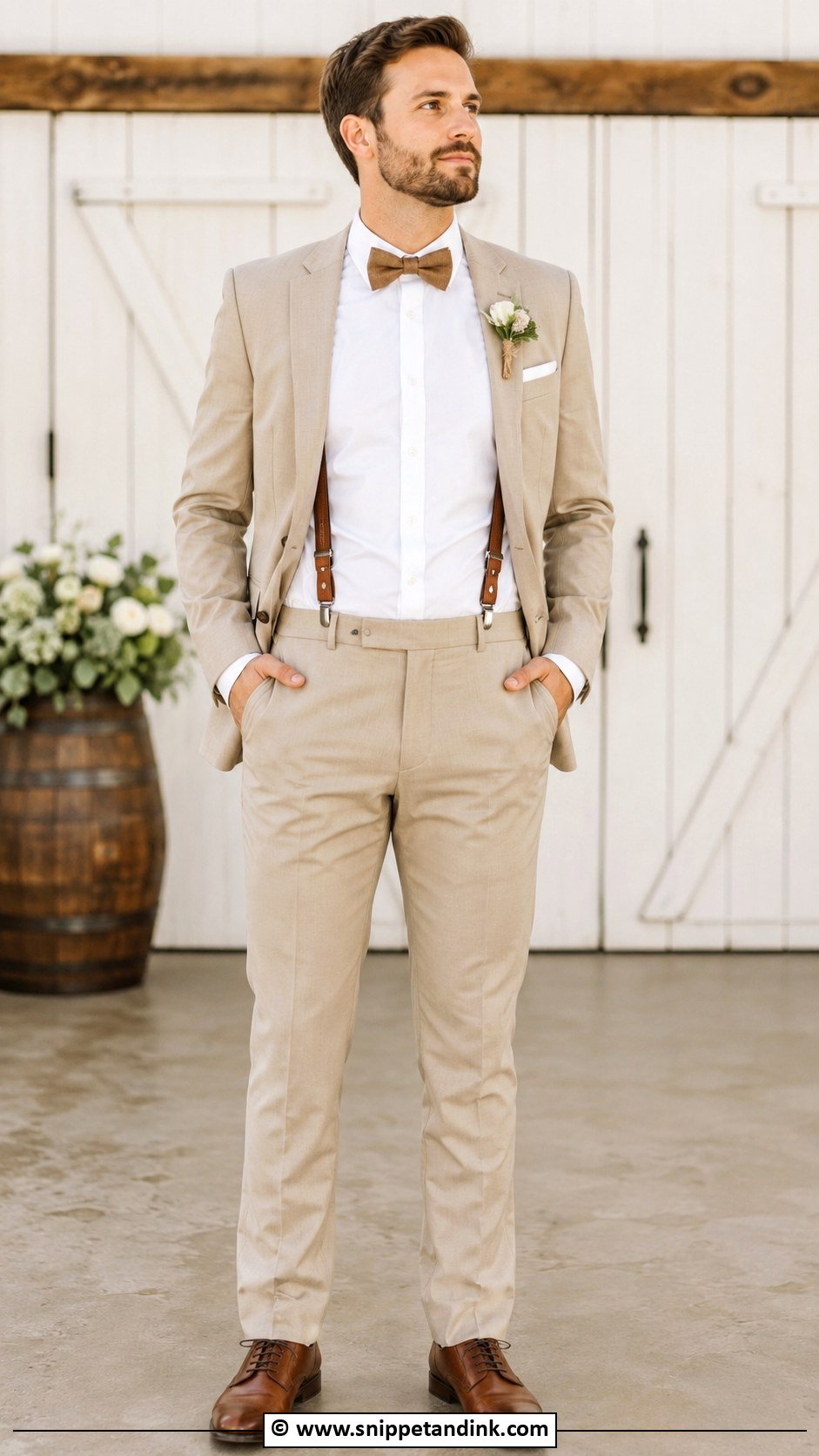 Tan Suit With Suspenders - Snippet and Ink - 30 Tan Suit Wedding Ideas