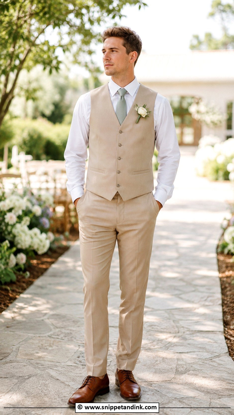 Tan Suit With Vest And No Jacket - Snippet and Ink - 30 Tan Suit Wedding Ideas