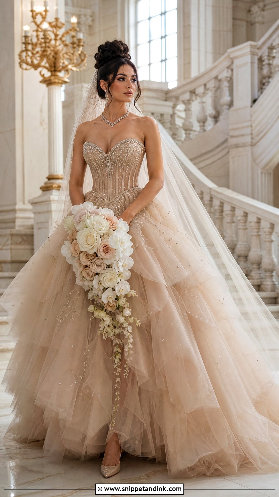Tan Tulle Princess Wedding Dress - Snippet and Ink - 20 Tan Wedding Dress Ideas