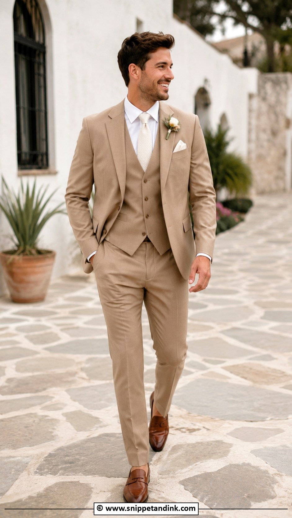 Tan Wedding Suit - Snippet and Ink - 35 Wedding Suit Ideas