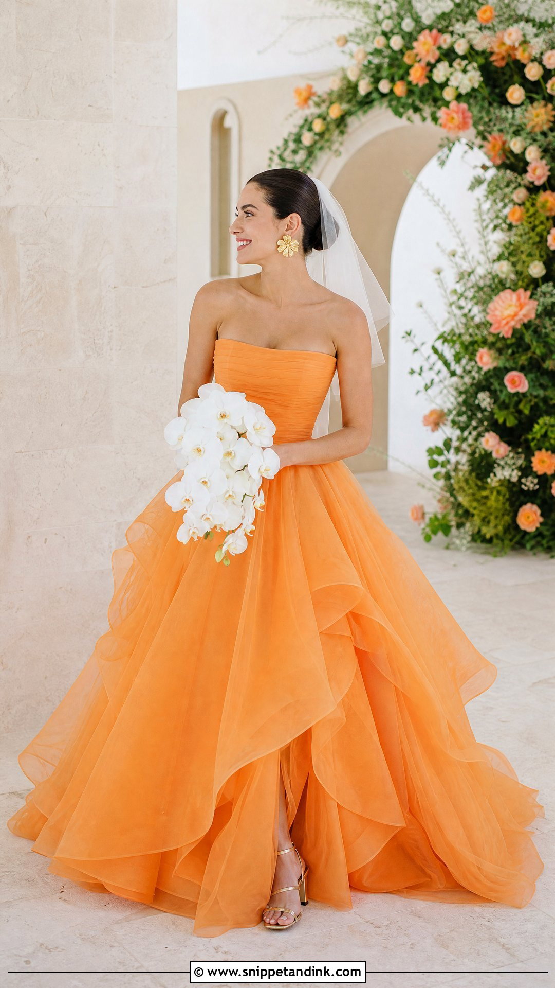 Tangerine Orange Ball Gown Wedding Dress - Snippet and Ink - 20 Orange Wedding Dresses