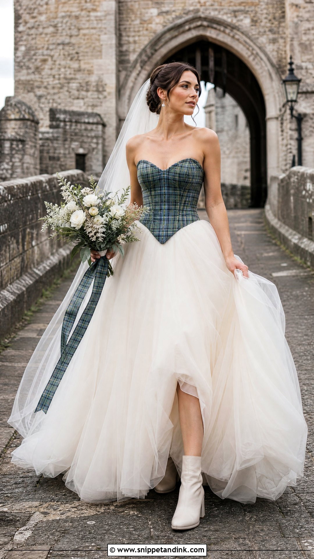 Tartan Corset Scottish Wedding Dress - Snippet and Ink - 20 Scotland Wedding Dress Ideas