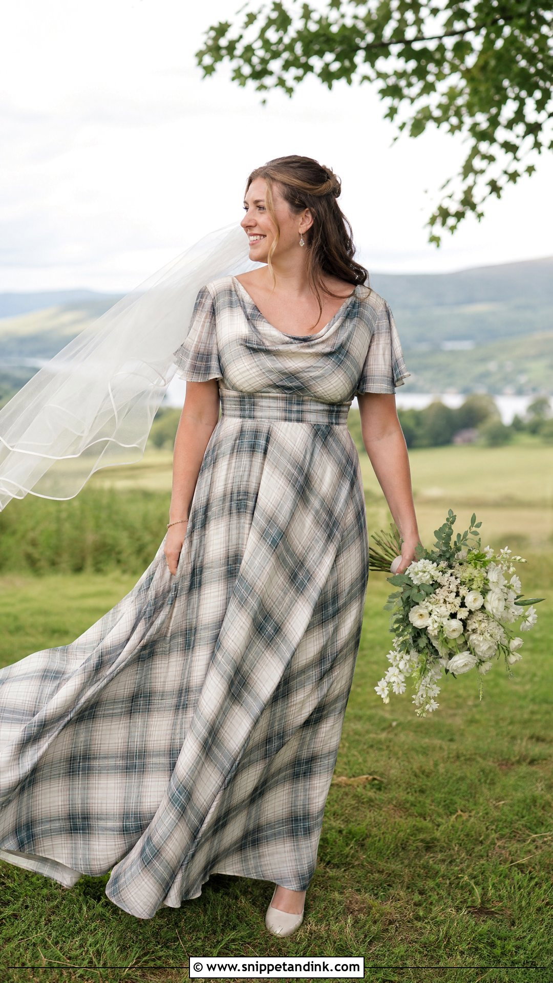 Tartan Empire Waist Wedding Dress - Snippet and Ink - 20 Tartan Wedding Dress Ideas