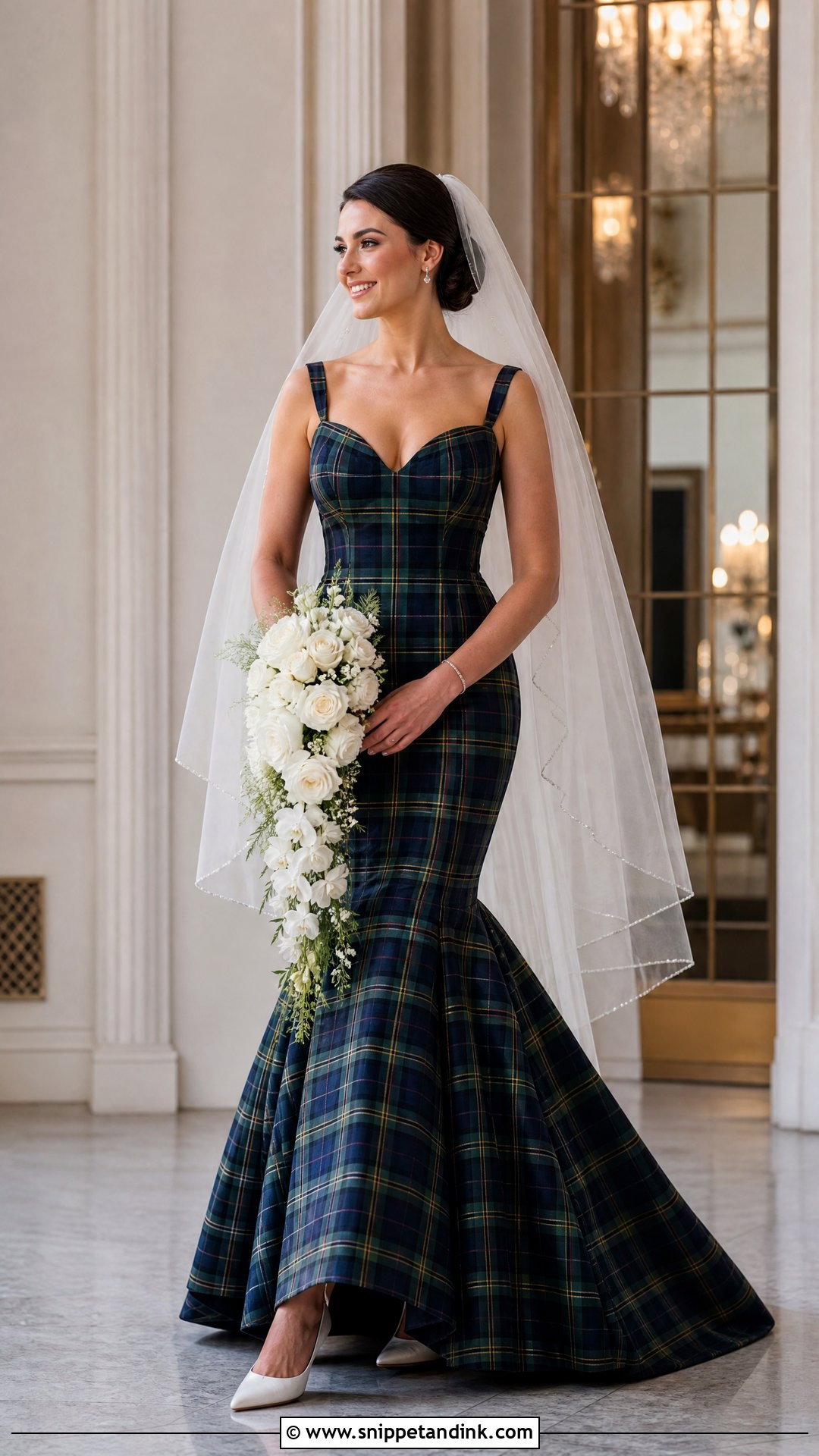 Tartan Mermaid Wedding Dress - Snippet and Ink - 20 Tartan Wedding Dress Ideas