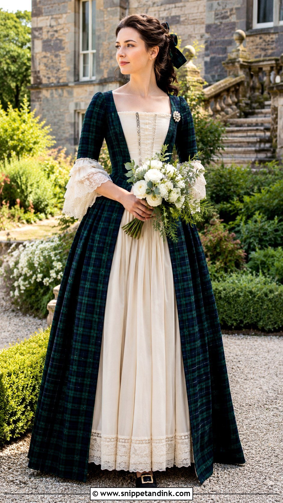 Tartan Open Robe Wedding Dress - Snippet and Ink - 20 18th Century Wedding Dress Ideas