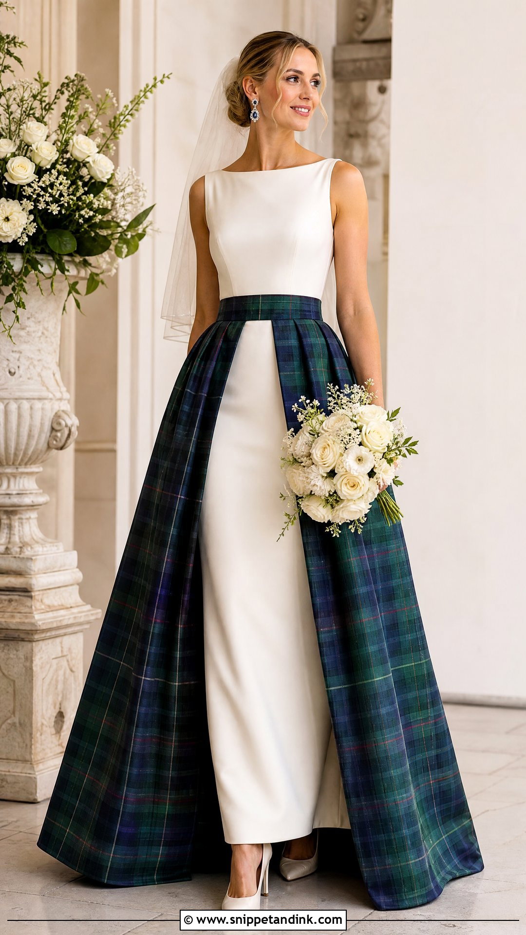 Tartan Overskirt Wedding Dress - Snippet and Ink - 20 Tartan Wedding Dress Ideas