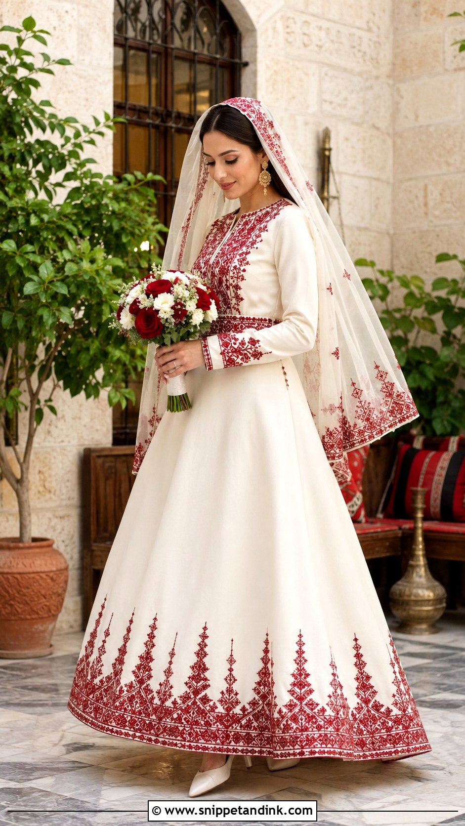 Tatreez Embroidered Wedding Dress - Snippet and Ink - 20 Middle Eastern Wedding Dress Ideas