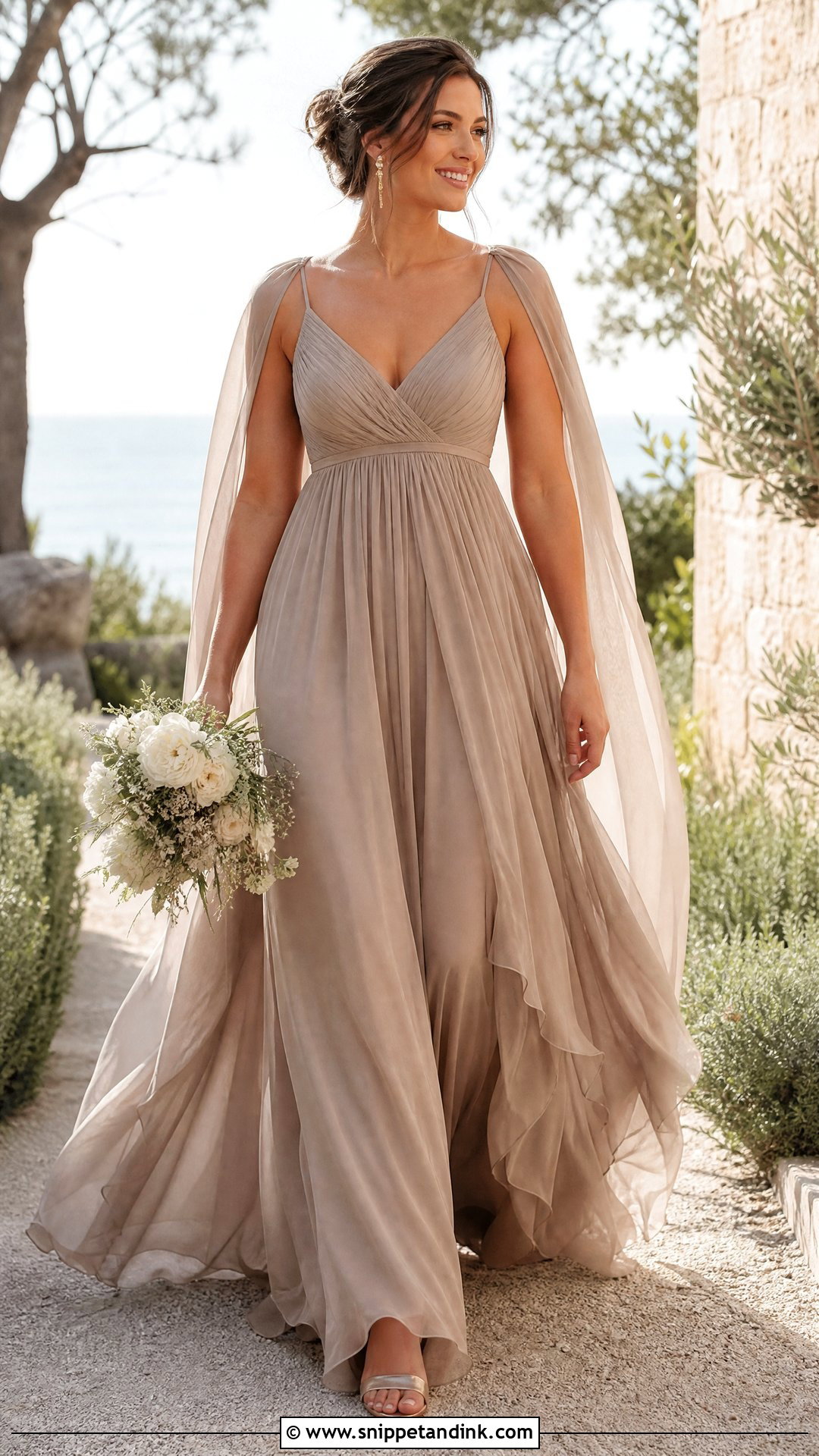 Taupe Chiffon Wedding Dress - Snippet and Ink - 20 Taupe Wedding Dress Ideas